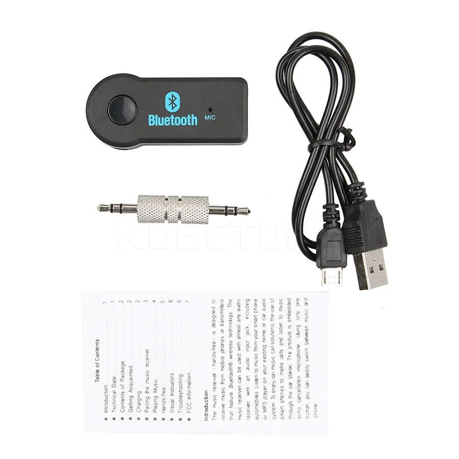 Mini 3.5MM Jack AUX Audio MP3 Music Bluetooth Receiver Car Kit Wireless Handsfree Speaker Headphone Adapter A2DP USB for iphone