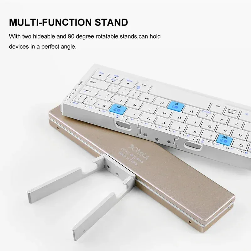 Mini Folding Wireless Keyboard Aluminum Keypad with Stand for Phone