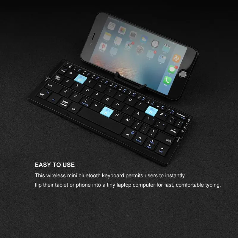 Mini Folding Wireless Keyboard Aluminum Keypad with Stand for Phone