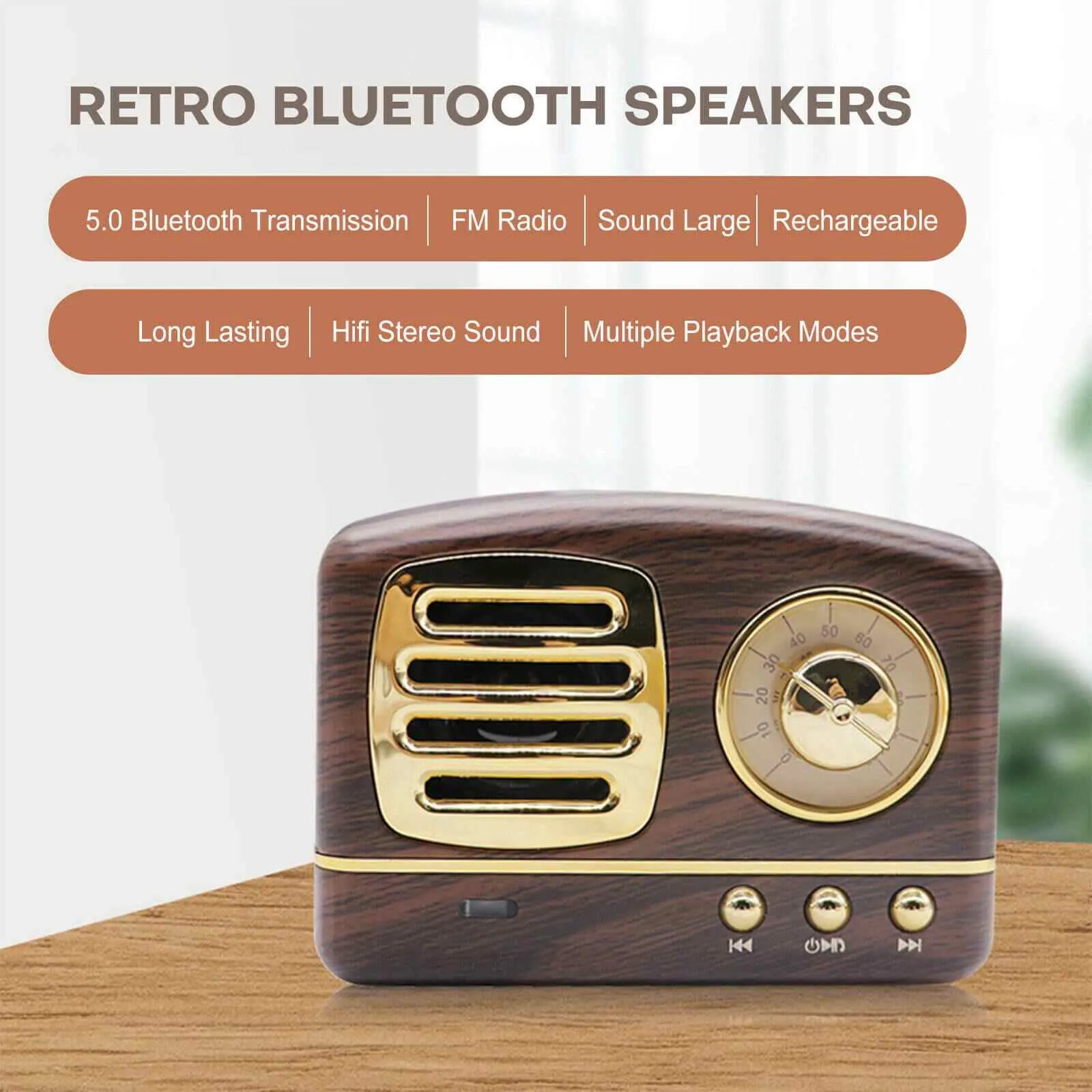 Mini Wireless Retro Bluetooth Stereo Speakers Radio