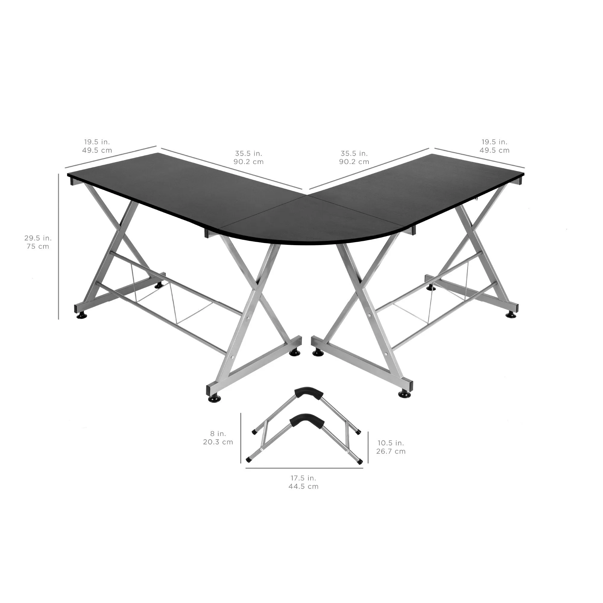 Modular L-Shape Corner Computer Desk w/ Wooden Tabletop, Keyboard Tray