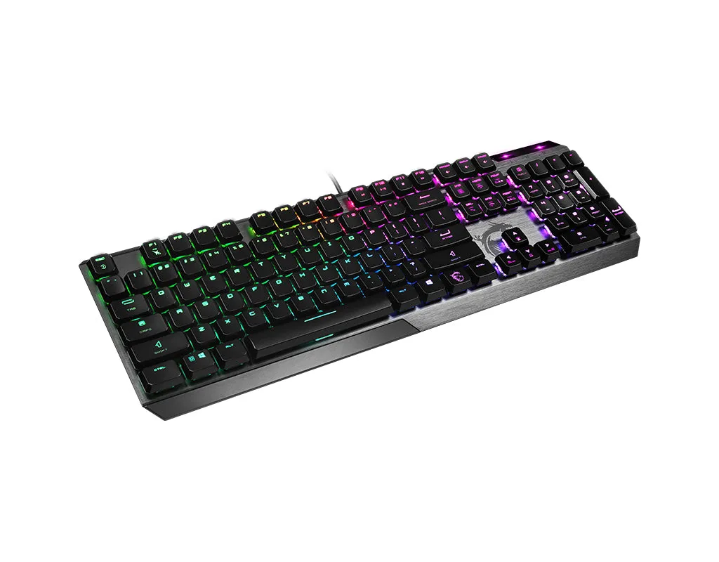 Msi Vigor Gk50 Low Profile Gaming Keyboard Qwertz Kalih Choc Low Profile White Switches Black