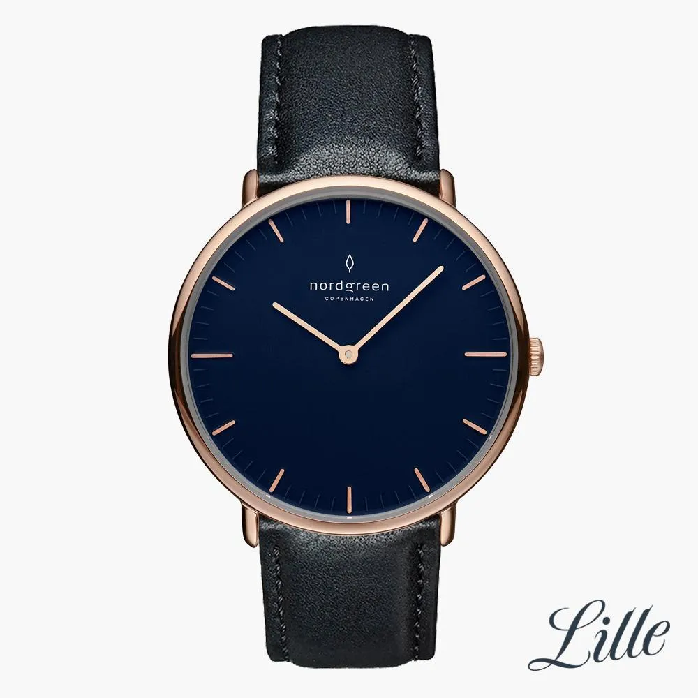 Native | Navy Dial - Black Vegan Leather