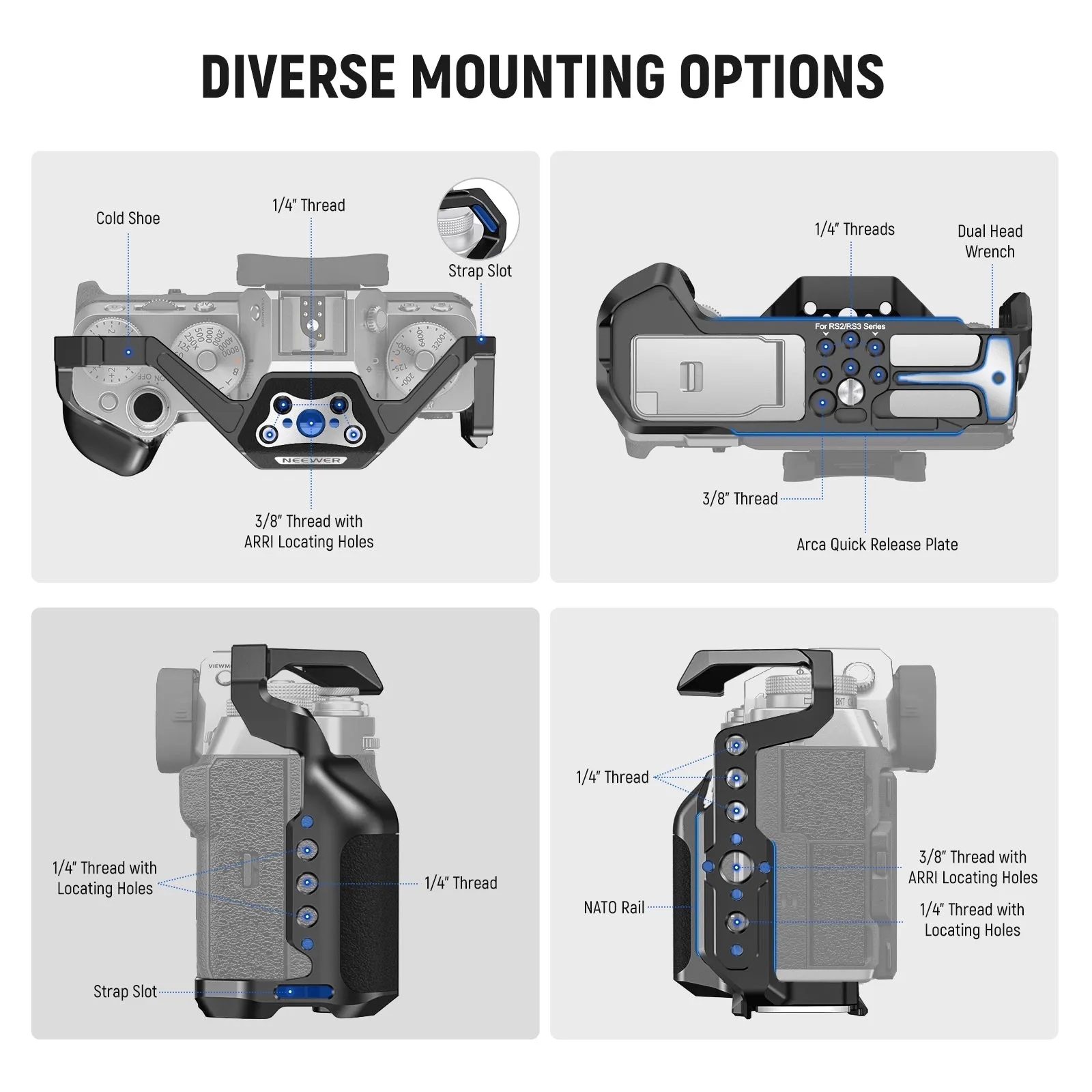 NEEWER CA014 Aluminum Alloy Camera Cage For Fujifilm X-T5