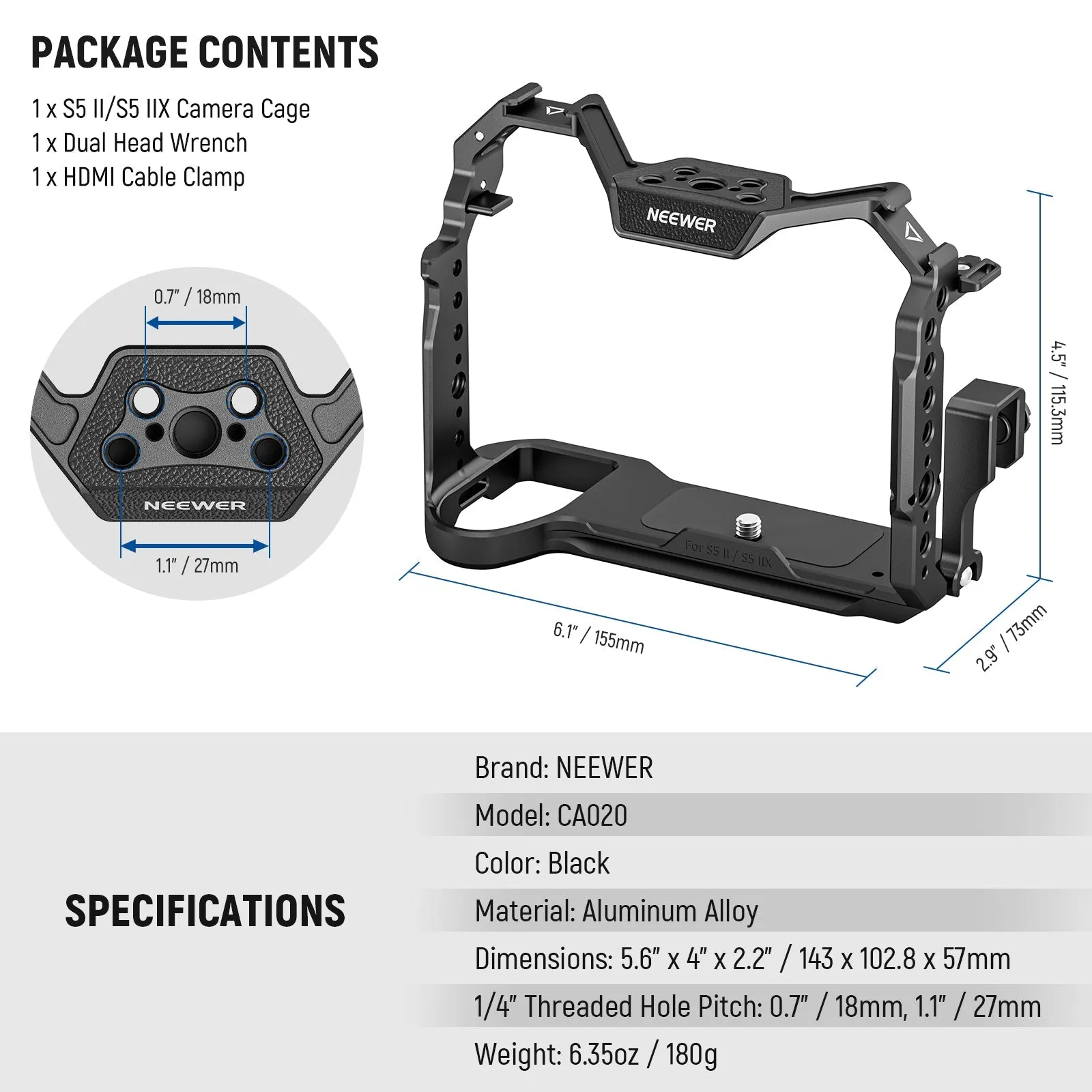 NEEWER CA020/CA056 Camera Cage For Panasonic S5 II / S5 IIX