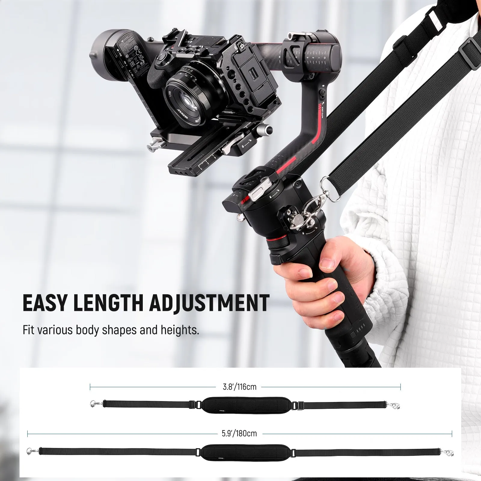 NEEWER GA019 5.9ft/180cm Neck Strap for DJI Ronin/RS