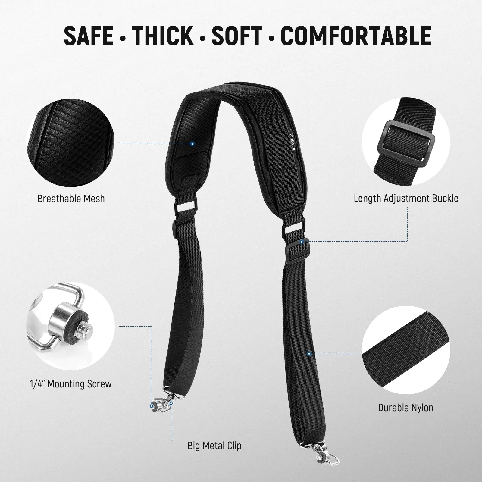 NEEWER GA019 5.9ft/180cm Neck Strap for DJI Ronin/RS