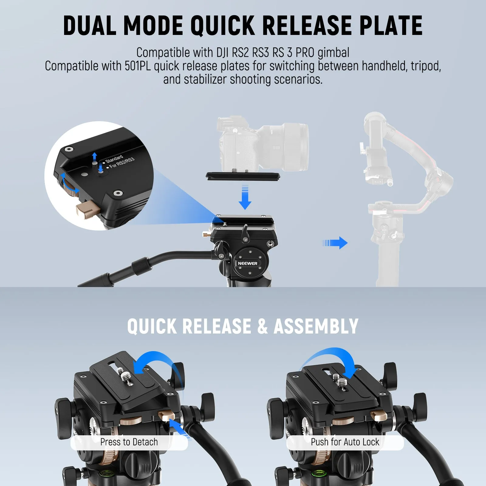 NEEWER LL45 78" Aluminum Alloy Tripod with 6-Level Damping Fluid Head