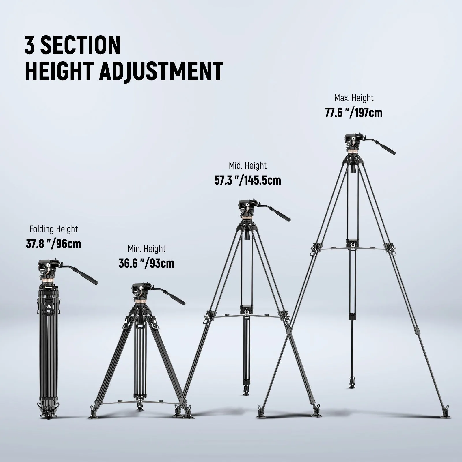 NEEWER LL45 78" Aluminum Alloy Tripod with 6-Level Damping Fluid Head