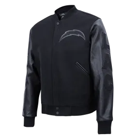 NFL LOS ANGELES CHARGERS TRIPLE BLACK LOGO MEN'S VARSITY JACKET (TRIPLE BLACK)