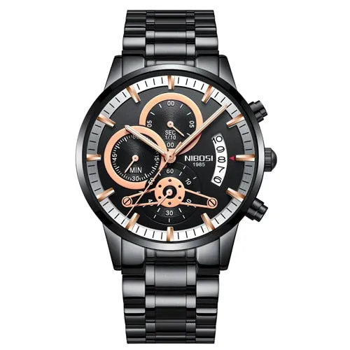 NIBOSI Quartz Watch Men Gold Black Mens Watches Top Brand Luxury Chronograph Sports Watches Luminous Waterproof Relogio Masculin