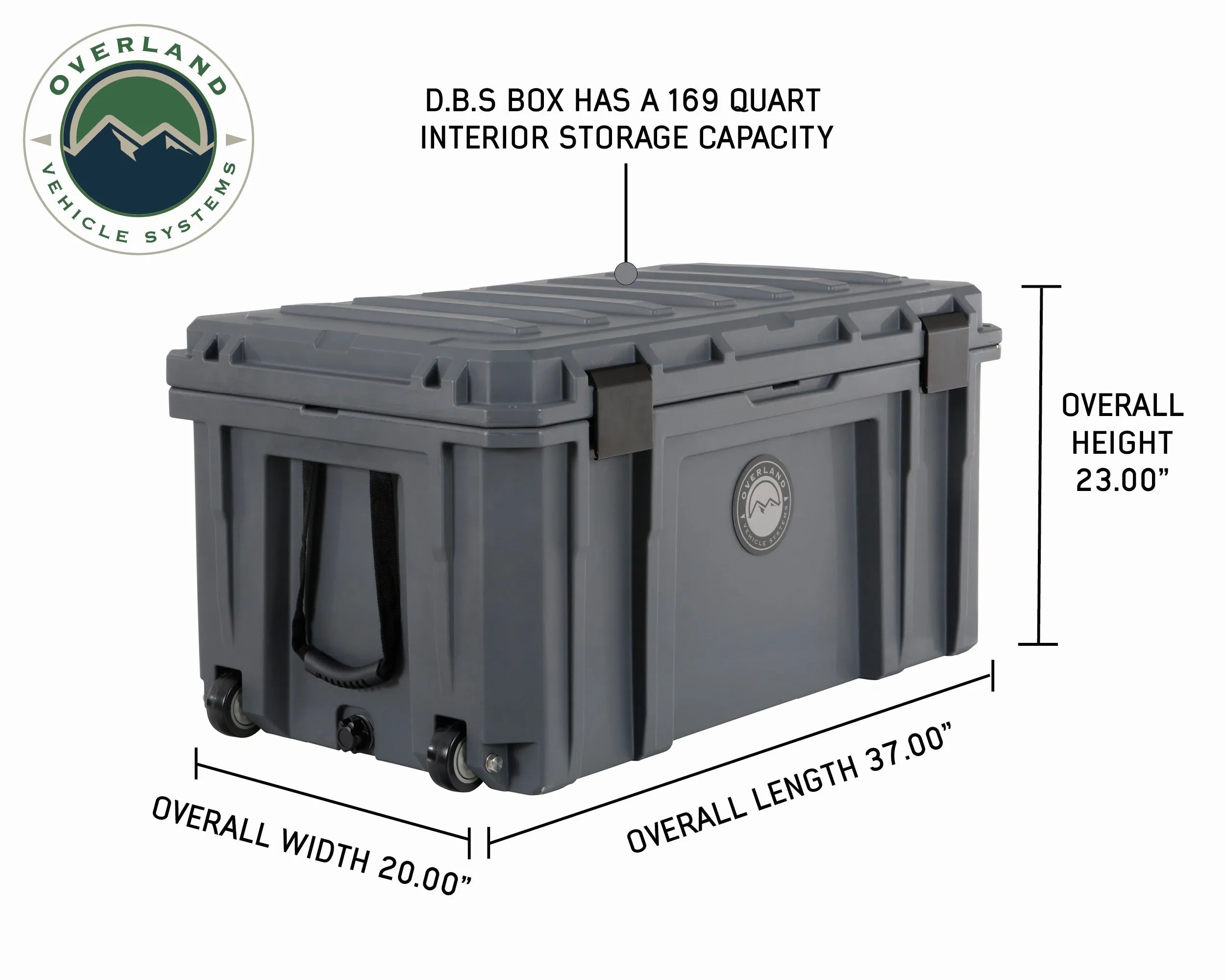 Overland Vehicle Systems D.B.S. - Dark Grey 169 QT Dry Box With Wheels, Drain, And Bottle Opener