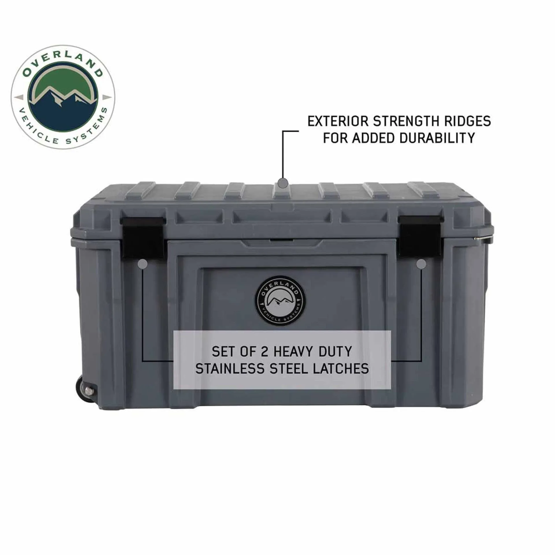 Overland Vehicle Systems D.B.S. - Dark Grey 169 QT Dry Box With Wheels, Drain, And Bottle Opener