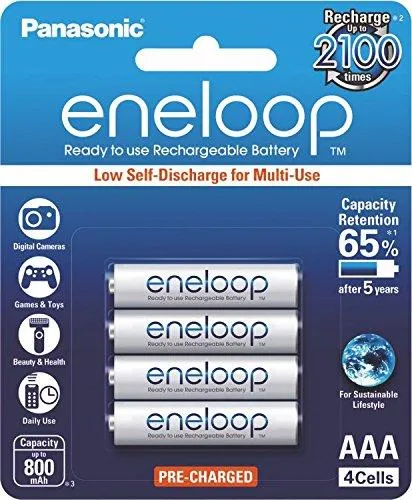 Panasonic eneloop 4×AAA 800mAh Ready to use for Multi use Ni-MH Rechargeable Batteries