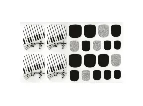 Piano in Black and White with Silver Glitter Accent - Toe Wrap Set