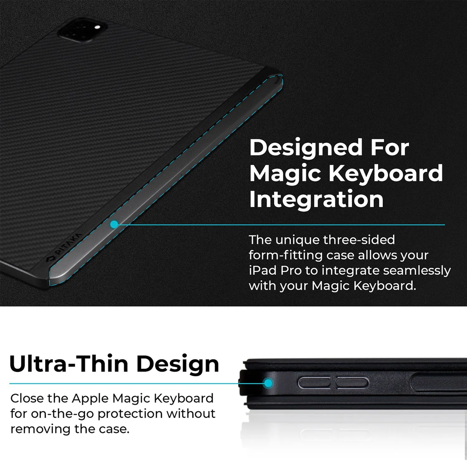 PITAKA iPad Pro Case and Magnetic Stand with Wireless Charging Base