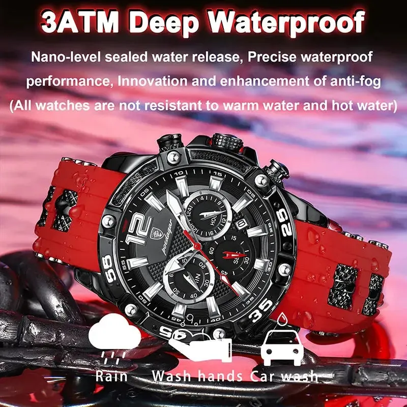 POEDAGAR Silicone Strap Sport Men's Watch