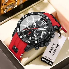 POEDAGAR Silicone Strap Sport Men's Watch