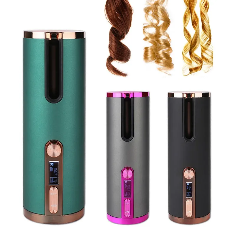 Portable Cordless LCD Display Wireless Automatic Hair Curler