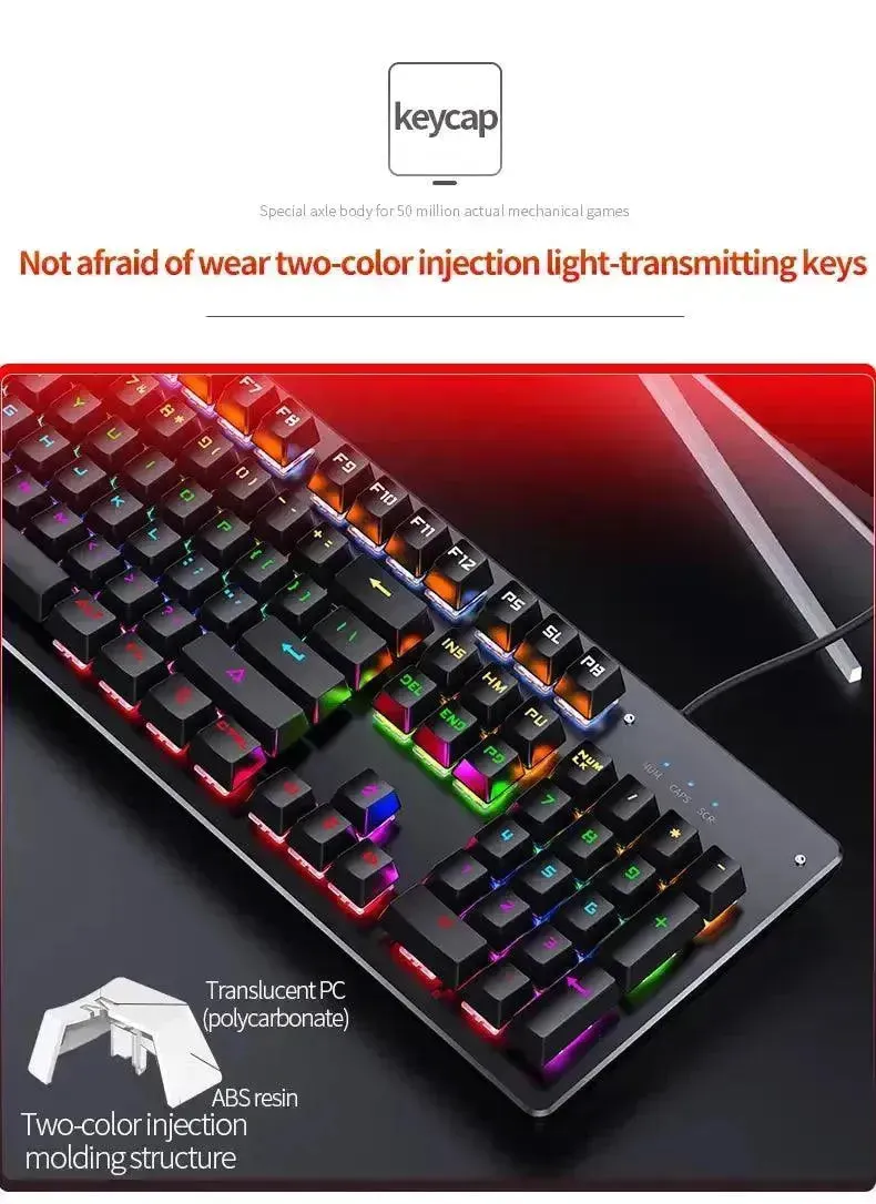 Premium Mechanical LED Backlit 104 Keys Keyboard