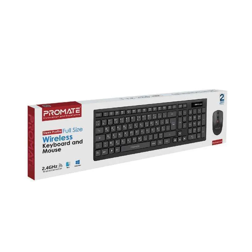 Promate Slim Ergonomic Keyboard Mouse Combo English