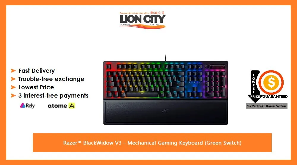 Razer™ BlackWidow V3 - Mechanical Gaming Keyboard (Green Switch) - US Layout – FRML Packaging