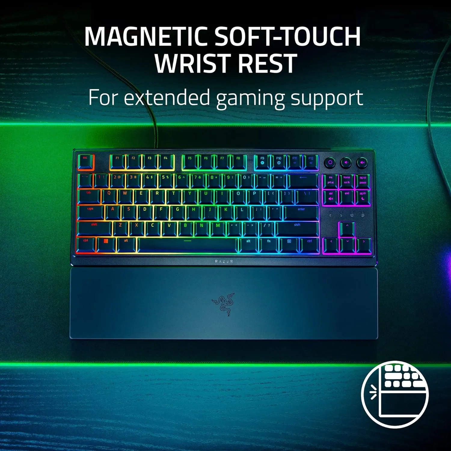 Razer Ornata V3 Tenkeyless / TKL Low-Profile Gaming Mechanical Membrane Wired Keyboard | Mecha-Membrane Switches - Black