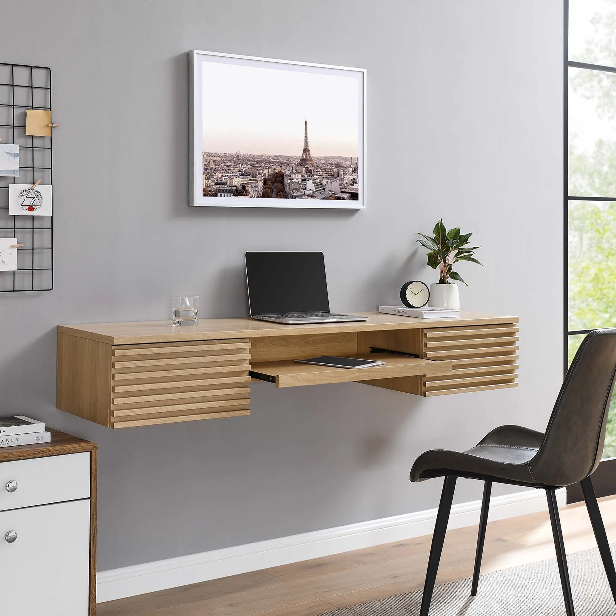 Render Wall Mount Wood Office Desk by Modway