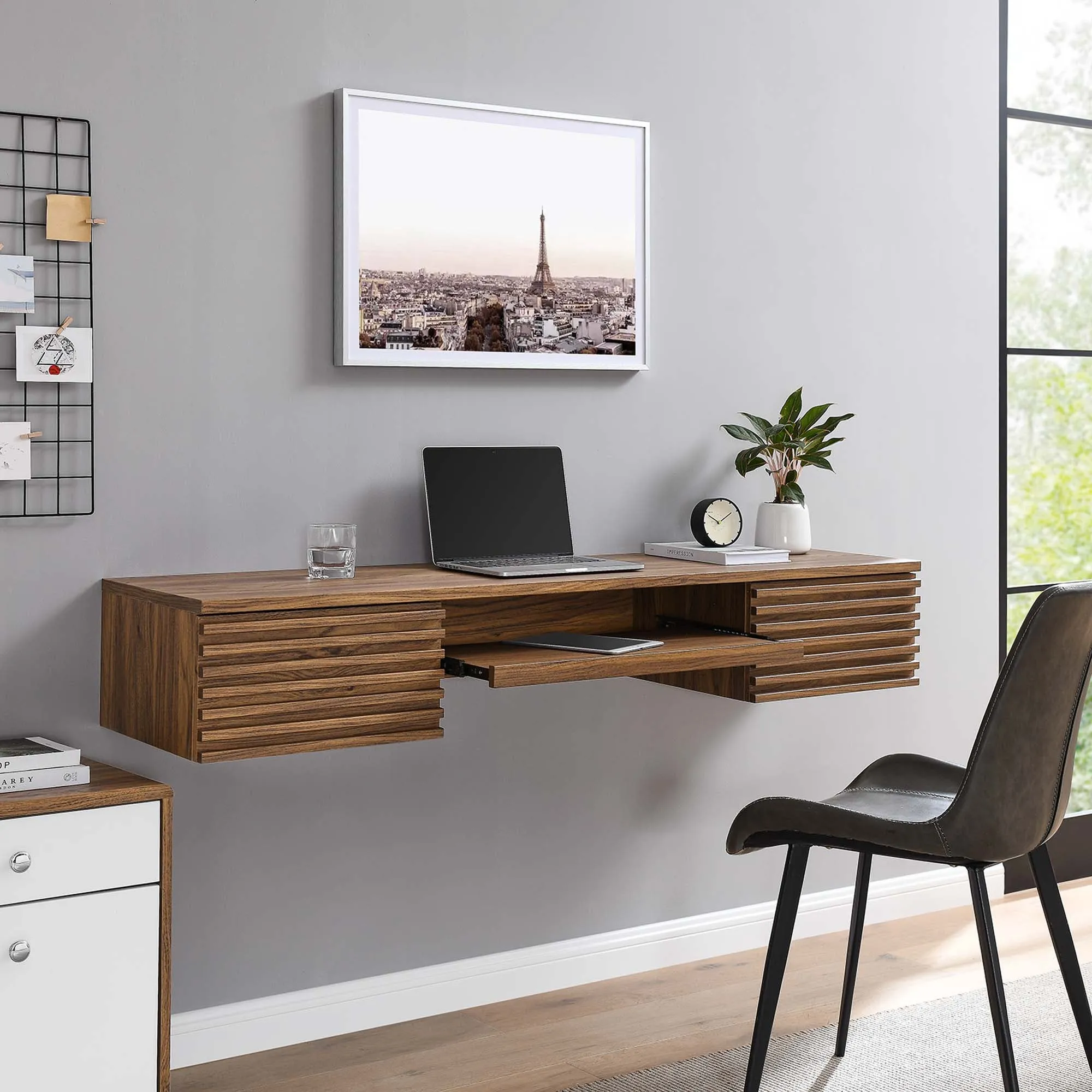 Render Wall Mount Wood Office Desk by Modway