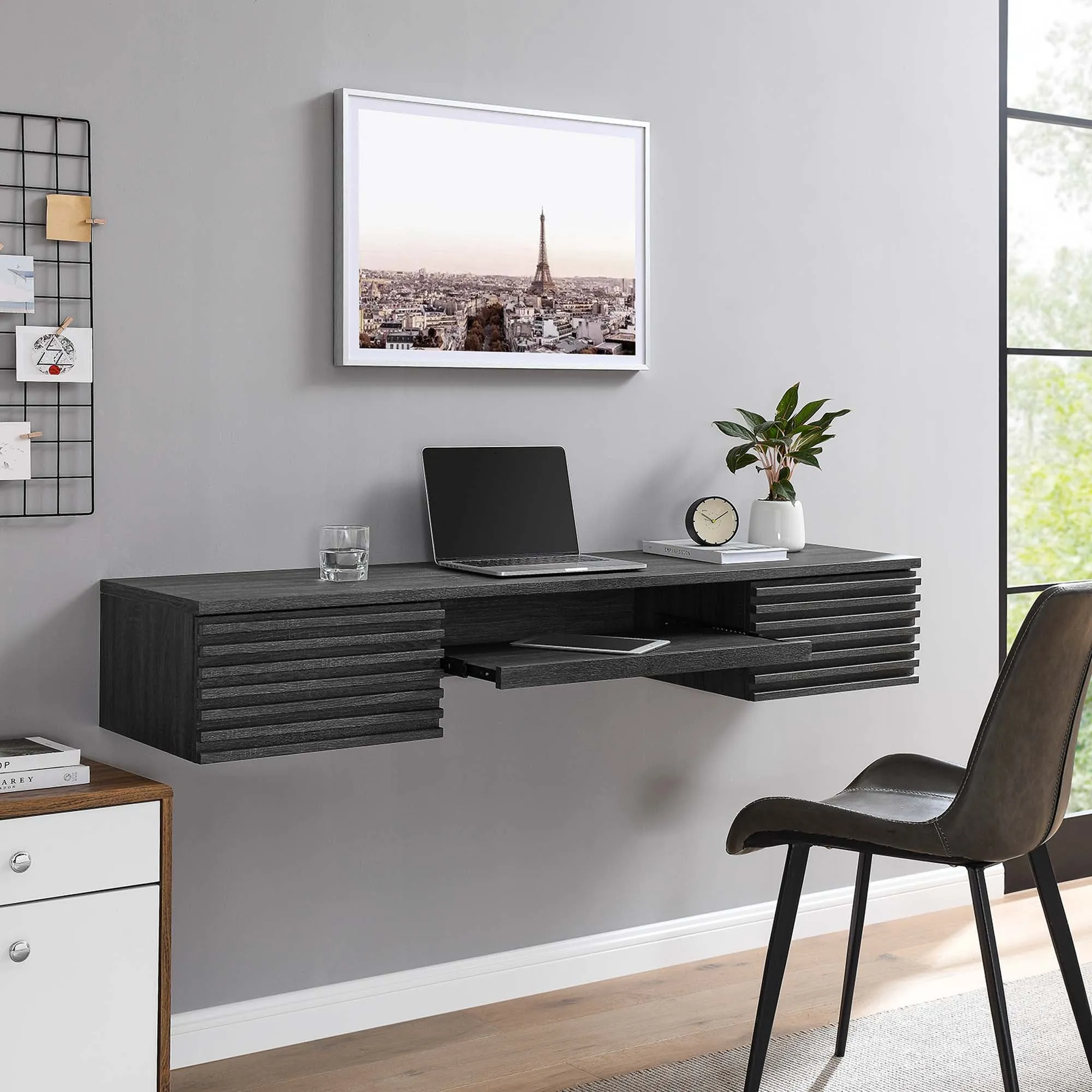 Render Wall Mount Wood Office Desk by Modway