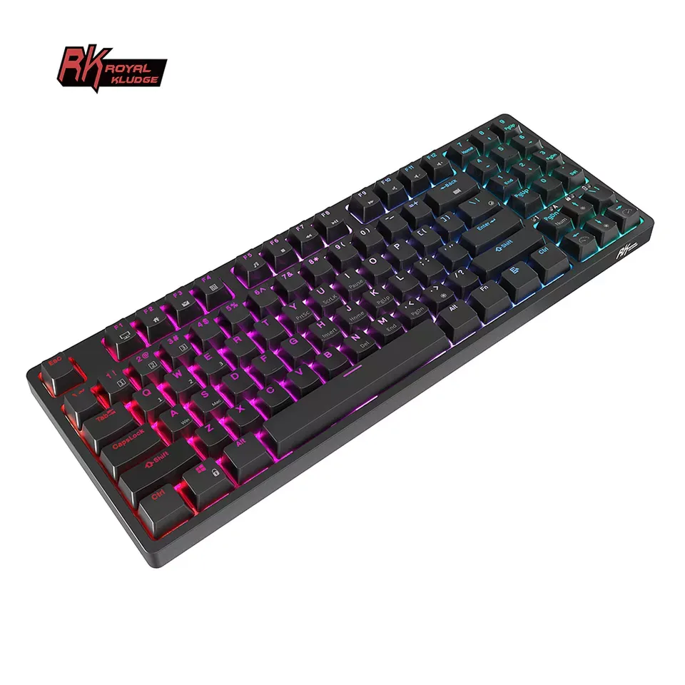 Royal Kludge RK RK92 RGB 92 Keys Tri-Mode BT 5.1, Wired and 2.4Ghz Wireless Mechanical Gaming Keyboard with Hot Swappable Switches (Blue Clicky, Red Linear, Brown Tactile) (Black, White)