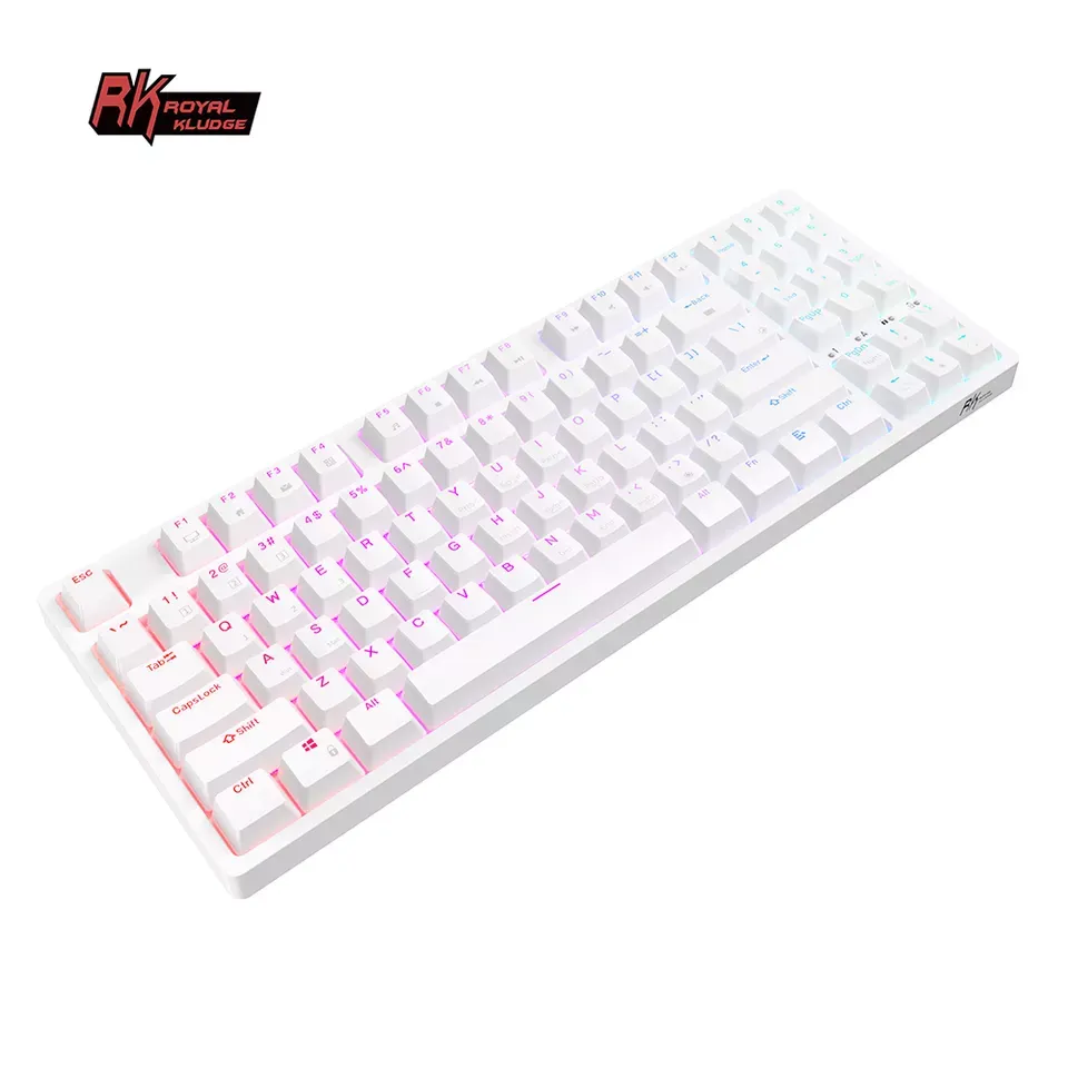 Royal Kludge RK RK92 RGB 92 Keys Tri-Mode BT 5.1, Wired and 2.4Ghz Wireless Mechanical Gaming Keyboard with Hot Swappable Switches (Blue Clicky, Red Linear, Brown Tactile) (Black, White)