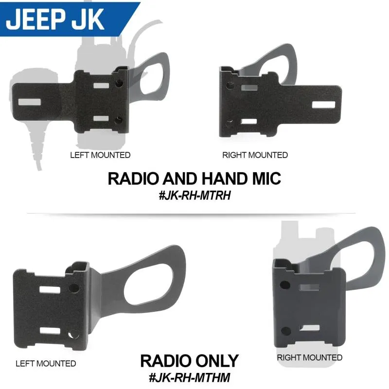 Rugged Radios Handheld Radio Grab Bar Mount for Jeep JK and JL - Fits R1 / V3 / GMR2 / RH-5R radios - JL - Radio-Only Mount