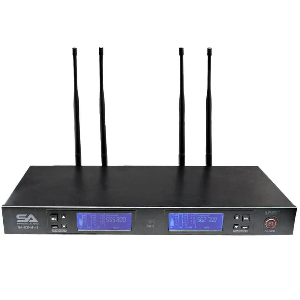 SA-U2HHLV2-2 - 2 Channel UHF Wireless Microphone System with 1 Handheld & 1 Lapel Microphone