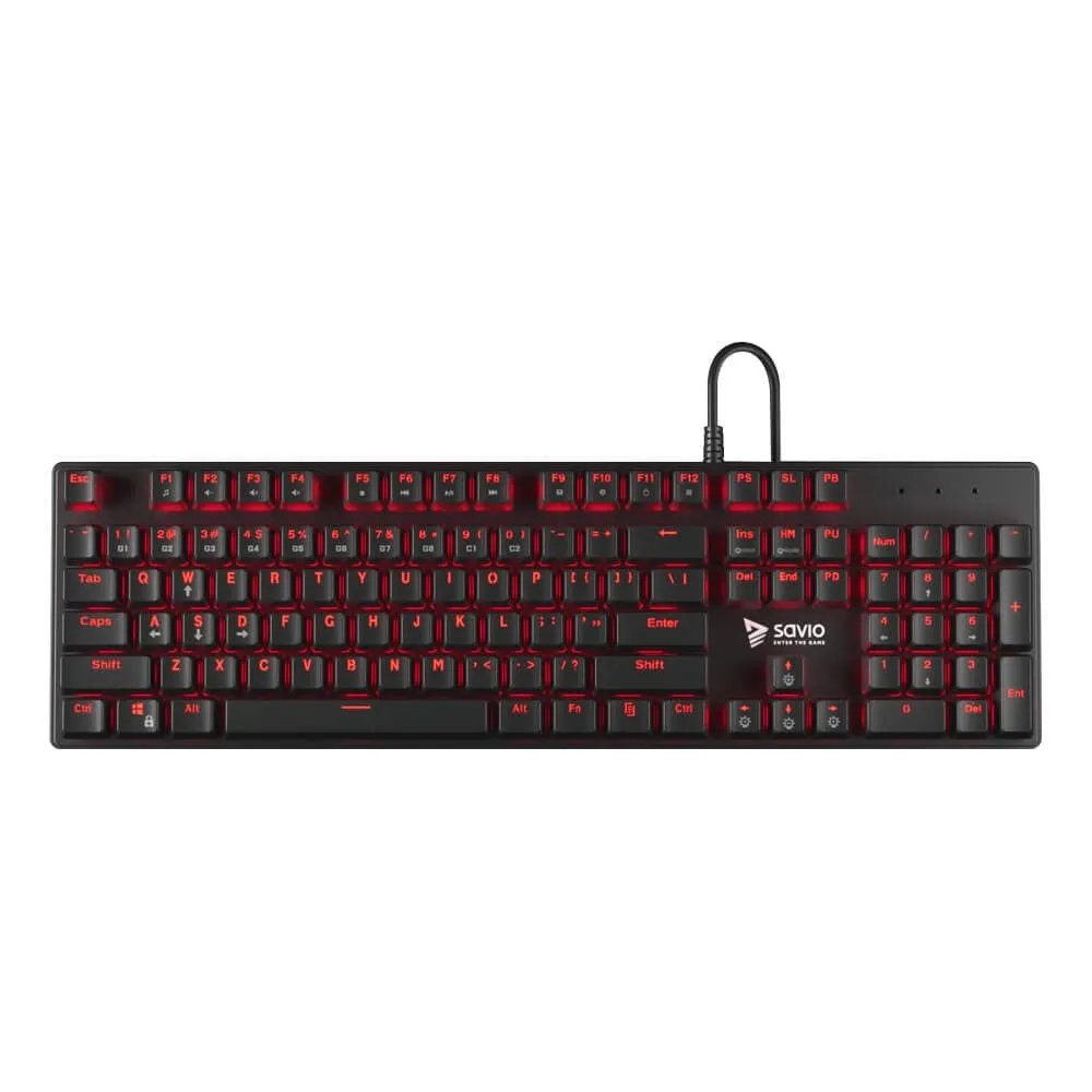 Savio Tempest Rx Full Keyboard Usb Outemu Red Qwerty Us Black, Red