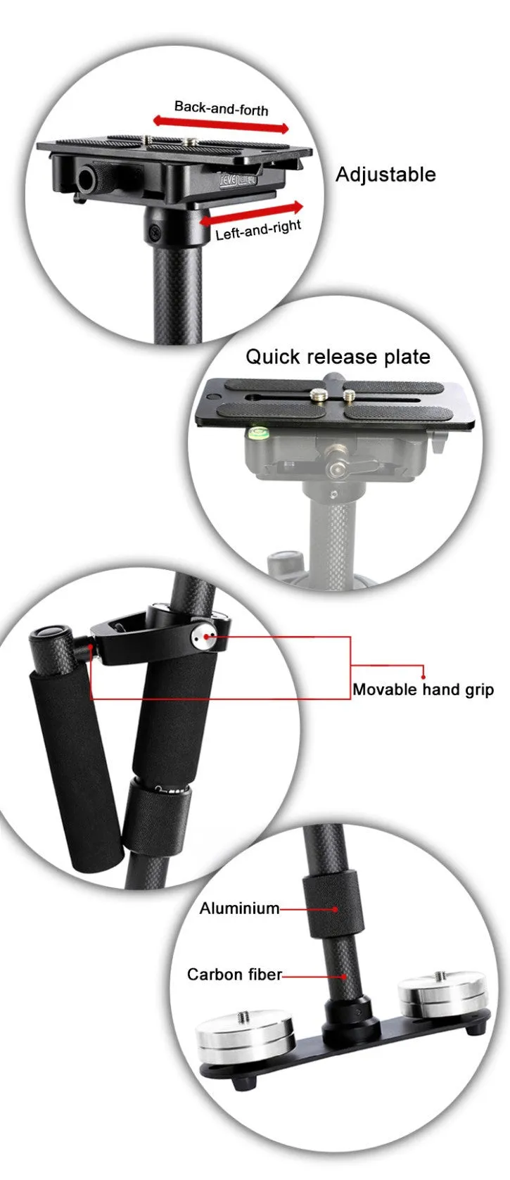 Sevenoak SK-SW Pro 2 Carbon Fiber Handheld Video Stabilizer Smart Grip