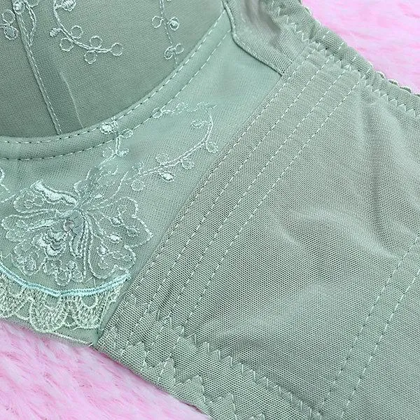 Sexy Embroidery Lace-trim Deep plunge Gather Push Up Soft Bras