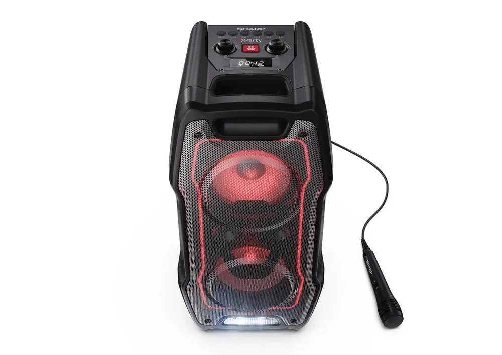 Sharp PS931 180W Portable Wireless Bluetooth XParty Sing Speaker, Black