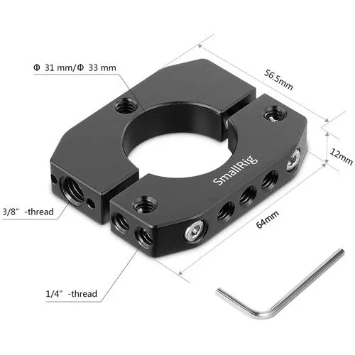 SmallRig Multi-Threaded Rod Clamp for Zhiyun Crane V2/Crane Plus Handheld Camera Gimbals with 2 M4 Screws, Multiple 1/4"-20 Threaded Holes, and Dual ARRI 3/8"-16 Holes 2170