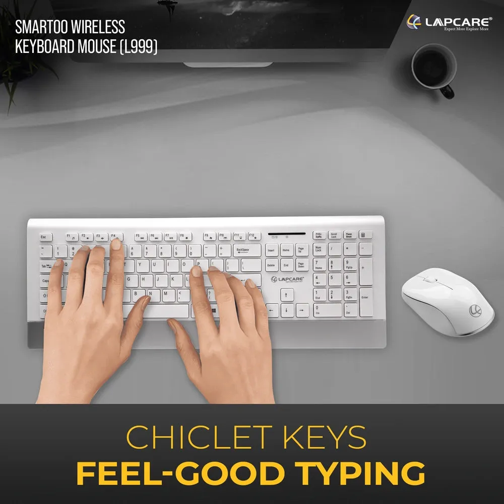 Smartoo White & Silver Wireless Multimedia Combo Keyboard   Mouse 1200dpi