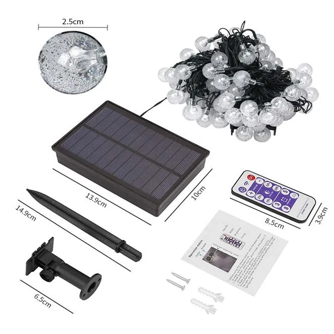 Solar LED String light 60LED Ball RGB With Remote #1017