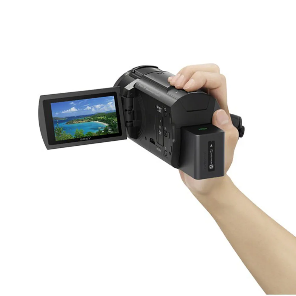 Sony FDR-AX43A Handycam Camcorder with 26.8mm Zeiss Vario-Sonnar T Zoom Lens, CMOS Sensor, UHD 4K 24/30p & 16.6MP Stills, Built-In Gimbal, Optical Stabilization, Fast Intelligent AF with Tracking, 3" LCD Flip-Out & Tilting Touchscreen