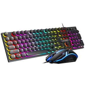 Spill Resistant 104 Keys Wired Keyboard with Rainbow Backlit   1000 DPI Gaming Mouse Combo