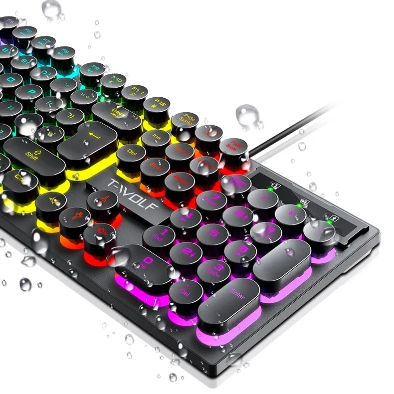 Spill Resistant 104 Keys Wired Keyboard with Rainbow Backlit   1000 DPI Gaming Mouse Combo