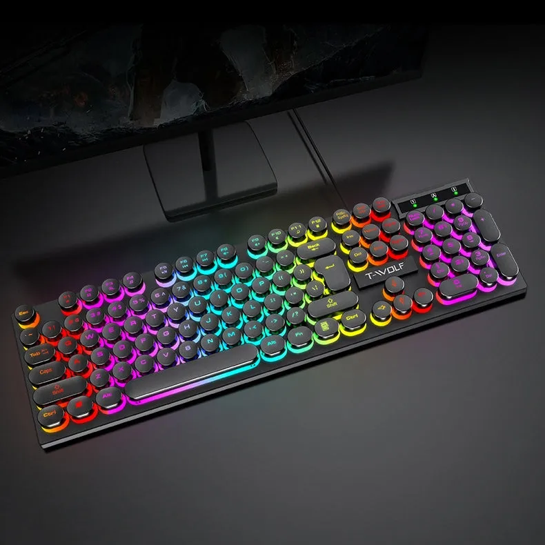 Spill Resistant 104 Keys Wired Keyboard with Rainbow Backlit   1000 DPI Gaming Mouse Combo