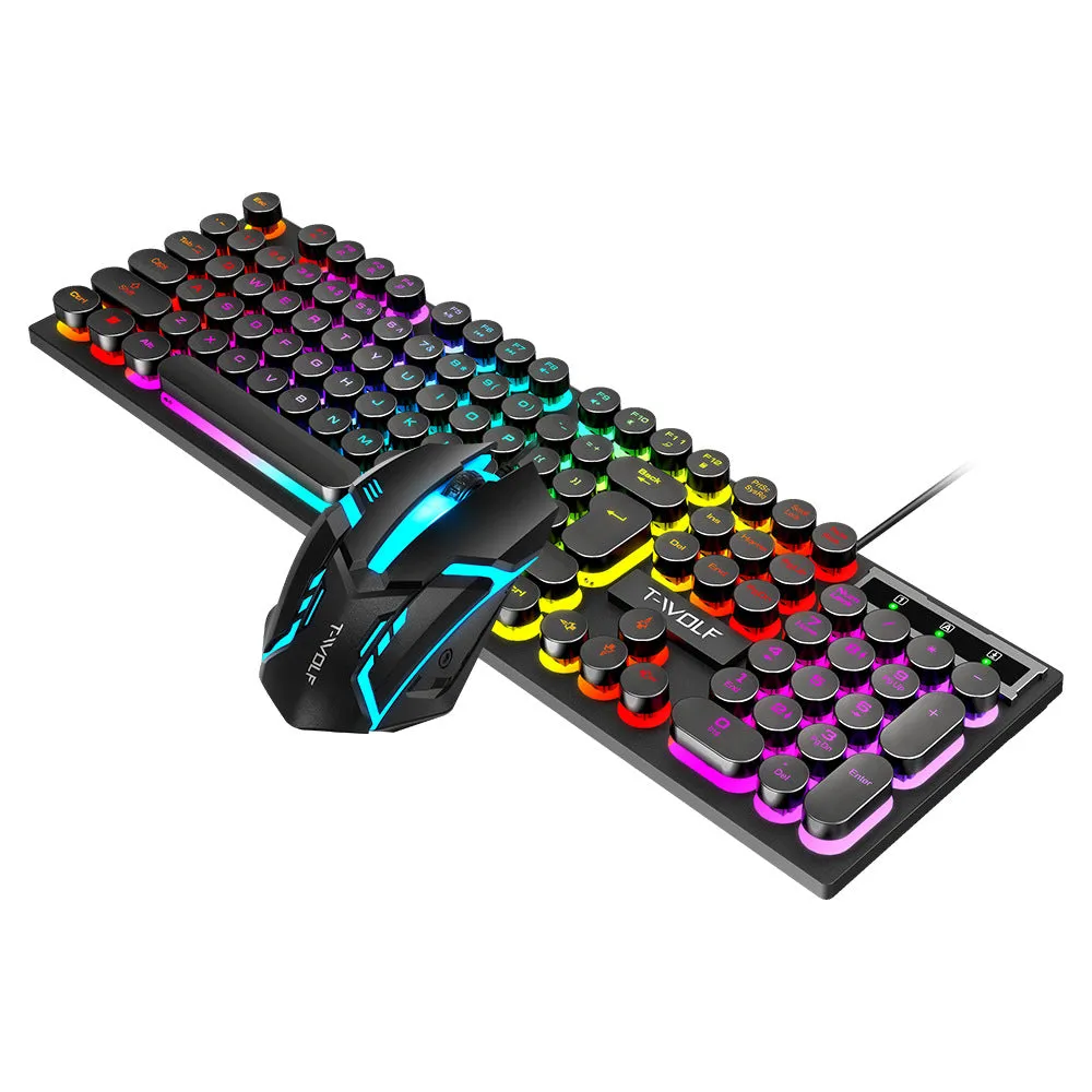 Spill Resistant 104 Keys Wired Keyboard with Rainbow Backlit   1000 DPI Gaming Mouse Combo