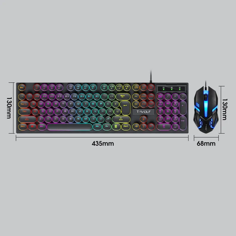 Spill Resistant 104 Keys Wired Keyboard with Rainbow Backlit   1000 DPI Gaming Mouse Combo