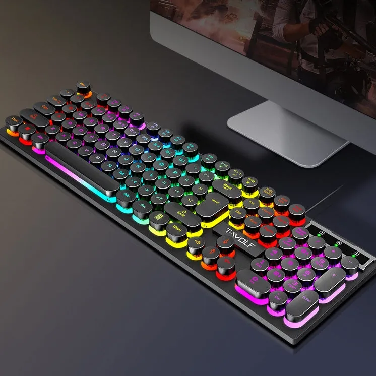 Spill Resistant 104 Keys Wired Keyboard with Rainbow Backlit   1000 DPI Gaming Mouse Combo