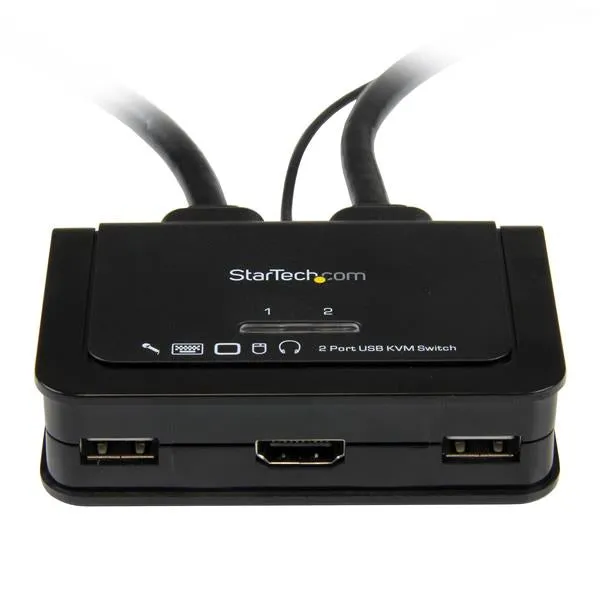 Startech.Com 2 Port Usb Hdmi Cable Kvm Switch With Audio And Remote Switch - Usb Powered Kvm With Hdmi - Dual Port Hdmi