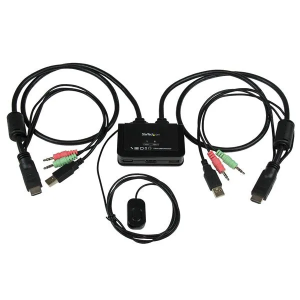 Startech.Com 2 Port Usb Hdmi Cable Kvm Switch With Audio And Remote Switch - Usb Powered Kvm With Hdmi - Dual Port Hdmi